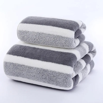 Striped Pattern Towel Set Soft Face Towel Bath Towel Quick Drying Absorbent Towels For Bathroom