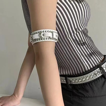 Black Leather Wristband Rivets, Adjustable Bracelet Cuff, Bracelets  for Women/ Men. Stud Bangle Unisex Jewelry