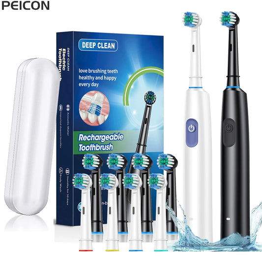 Electric Toothbrush with Rotar Motion, Rechargeable Electric Toothbrush for Adults,  Rotating Electric Toothbrushes with 8 Soft Brush Heads