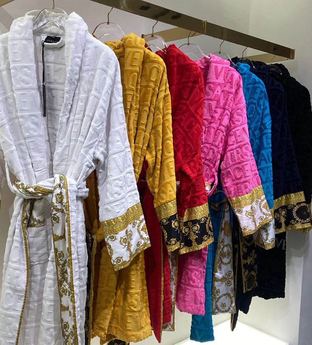 Bathrobe for Men and Women.  Sleepwear, Long Robe,  Cotton Luxury Hotel Style Pajamas, Homewear, Comfortable,  Plush Loungewear
