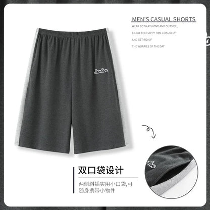 Summer solid color pajama pants in cotton. Mens breathable shorts.