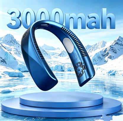 8000mAh USB Hanging Neck Fan Portable, Bladeless,  Mini Rechargeable Mute LED Digital Display, Electric Air Cooler.  Low stock on 1 blue style.  Others have good numbers in stock