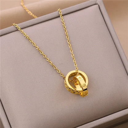 New In Light Luxury Zircon Crystal Stainless Steel Necklaces For Women. Sweet Female Clavicle Chain Jewelry.  Nice for everyday wear. Maybe nice for MOTHER/DAUGHTER Gift