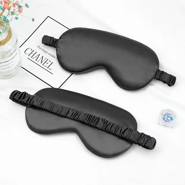 Soft Silk Sleep Mask Eye Mask Covers for Sleep.   100% Blackout with  Zero Eye Pressure .  Blindfold with Adjustable Strap.  Mask Eye Patch. BLACK IS ONLY COLOR Available