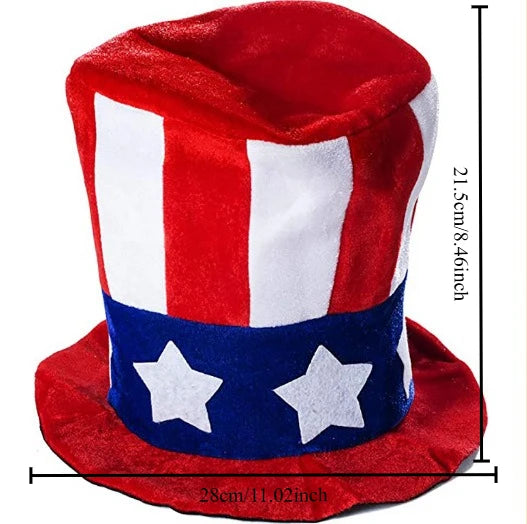 Uncle Sam Tall Top Hat,  American Flag Headdress,  Patriotic,  US,  Independence Day  Memorial Day, July 4th, Veterans Day, Party/ Parade Hat
