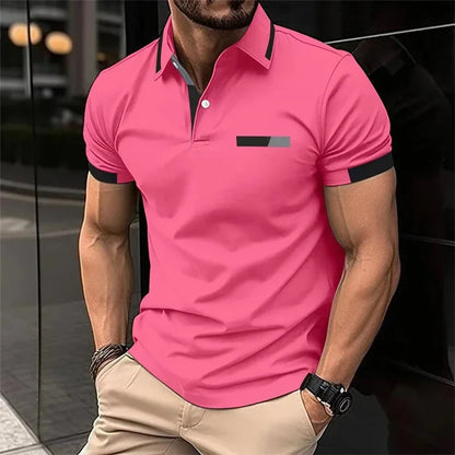 Men's Fitness, Casual Sports T-shirt for Gym,  Running,  Sports. Elastic,  Short-sleeved Polo Shirt, collar, Men's Slim Fit T-shirt