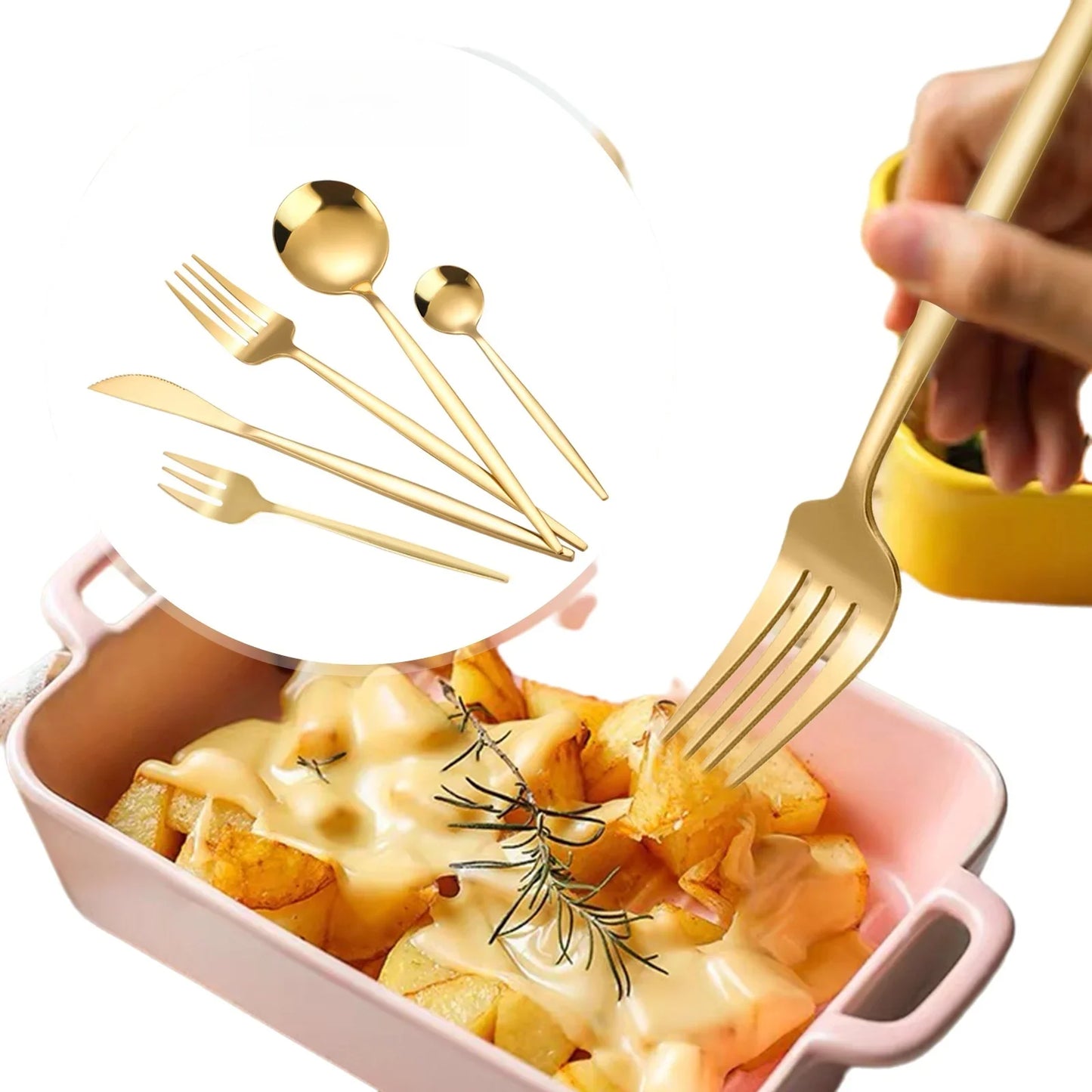 5/30/90pcs Stainless steel cutlery set Portuguese style cutlery for multiple people, dishwasher safe.