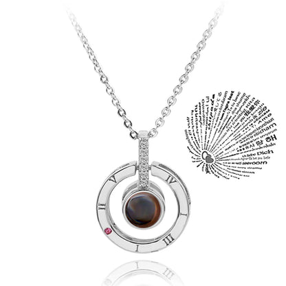 Love Heart Necklace  IN 100 Languages FOR  " I Love You".   Projection Pendant Jewelry For Mom Girlfriend Birthday Christmas Romantic Gifts