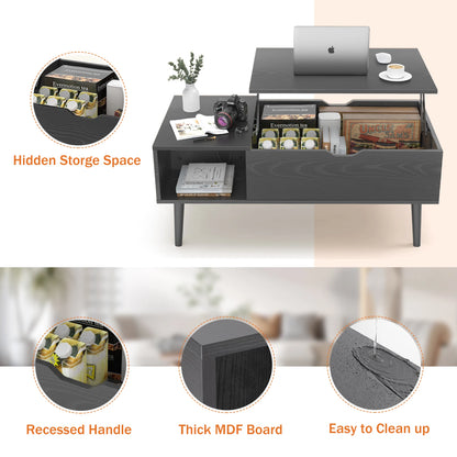 JHK Lift Top Coffee Tables For Living Room 39.37"x19.7" /Desk Tea Wood Dining Tables with Adjustable Storage Shelf,  Easy Lift Or Lower