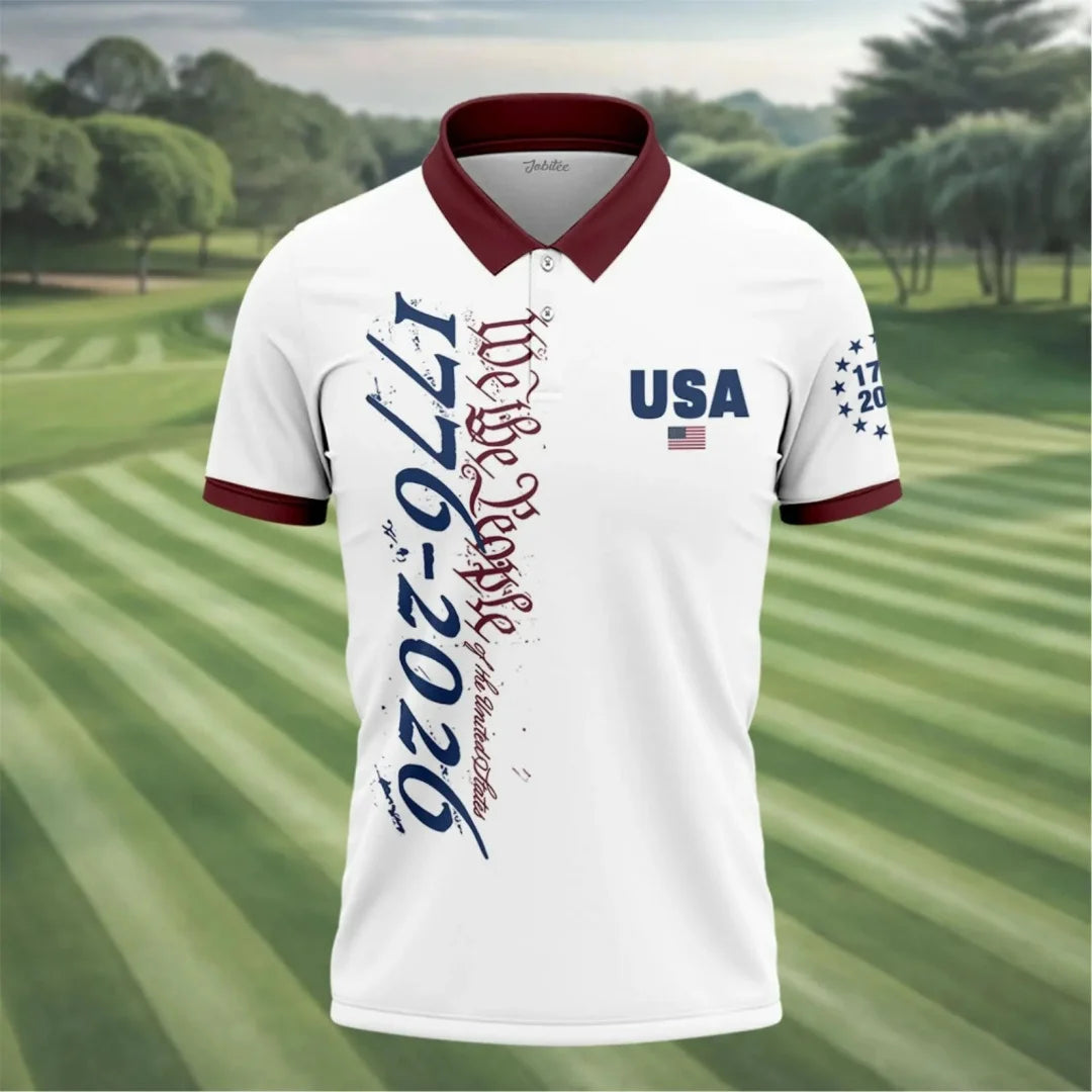 America 250th Anniversary Golf Polo Shirt Patriotic USA Flag Golf Shirt Summer Sports Men's T-Shirt Kid's Clothing Womans Clothing﻿