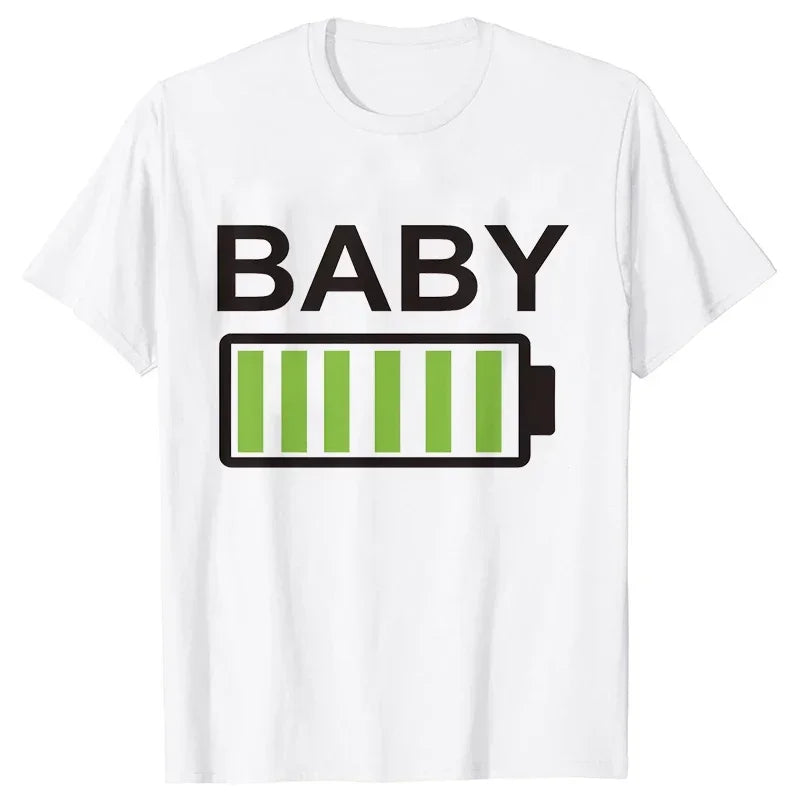 Battery Print T-Shirt Daddy,  Mommy,  Daughter,  Son,  Baby, Matching Family Clothes, Dad Mom and Me,  Kids , Baby Classic Tees