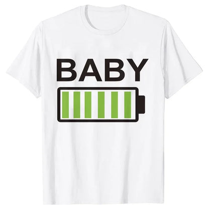 Battery Print T-Shirt Daddy,  Mommy,  Daughter,  Son,  Baby, Matching Family Clothes, Dad Mom and Me,  Kids , Baby Classic Tees