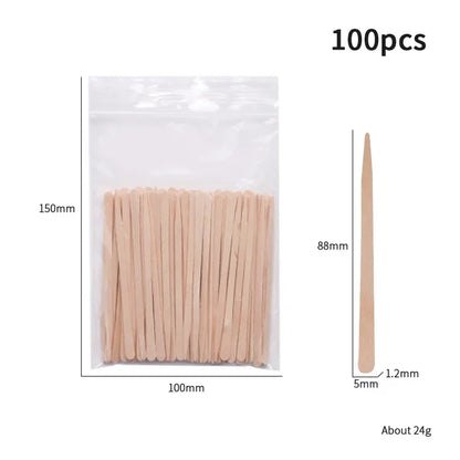100 Pcs Spatulas Disposable Wood Stick Beauty Spatulas Log Hair Removal Wax Coating and Scraping Tool Beauty Wooden Sticks