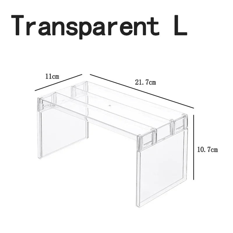 Kitchen Cupboard Organizer  with Retractable Cabinet Shelf .  For Seasoning , Bottles, Spice Rack, Dishes and Kitchen Accessories Storage Rack