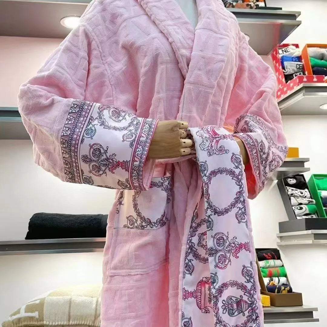 Bathrobe for Men and Women.  Sleepwear, Long Robe,  Cotton Luxury Hotel Style Pajamas, Homewear, Comfortable,  Plush Loungewear