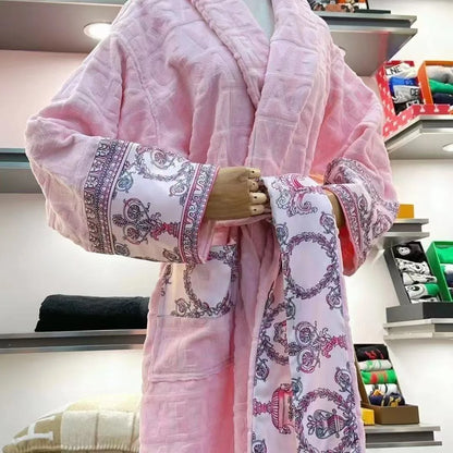 Bathrobe for Men and Women.  Sleepwear, Long Robe,  Cotton Luxury Hotel Style Pajamas, Homewear, Comfortable,  Plush Loungewear