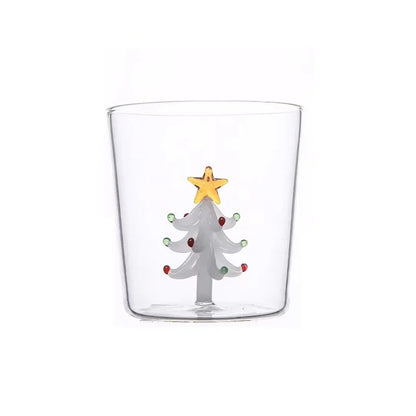 300ml Christmas 3D Glass Cup With Figurine Inside Stemless Glass For Wine Water Milk Goblet-drinking Glass Coffee Mug 1/2/4pcs
