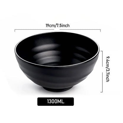 Fancy family Black Frosted Melamine.  Japanese Style Beef Ramen Bowl with Bamboo Hat Shape . Soup Bowl Tableware