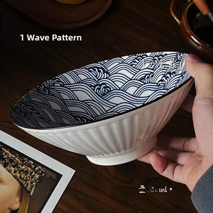 Large Size Hand-Painted Japanese Bowl for Soup,  Ramen, Etc.