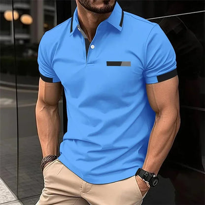Men's Fitness, Casual Sports T-shirt for Gym,  Running,  Sports. Elastic,  Short-sleeved Polo Shirt, collar, Men's Slim Fit T-shirt