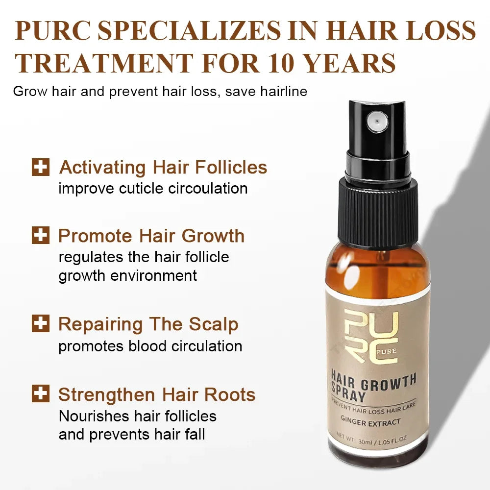 Ginger Hair Spray,   Root Strengthening Oil, Nourishing & Repairing Serum,  Hair Care Products Set for Men and  Women