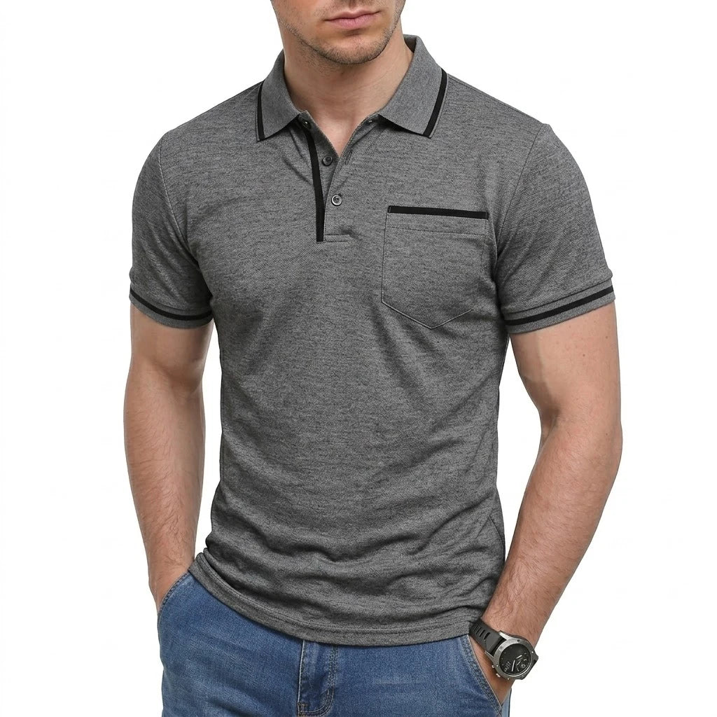 Summer Mens Short Sleeve T-Shirts WITH  Pocket.   Lightweight Casual Polo Shirt for Men, Loose Trendy Button Down Shirts for Men