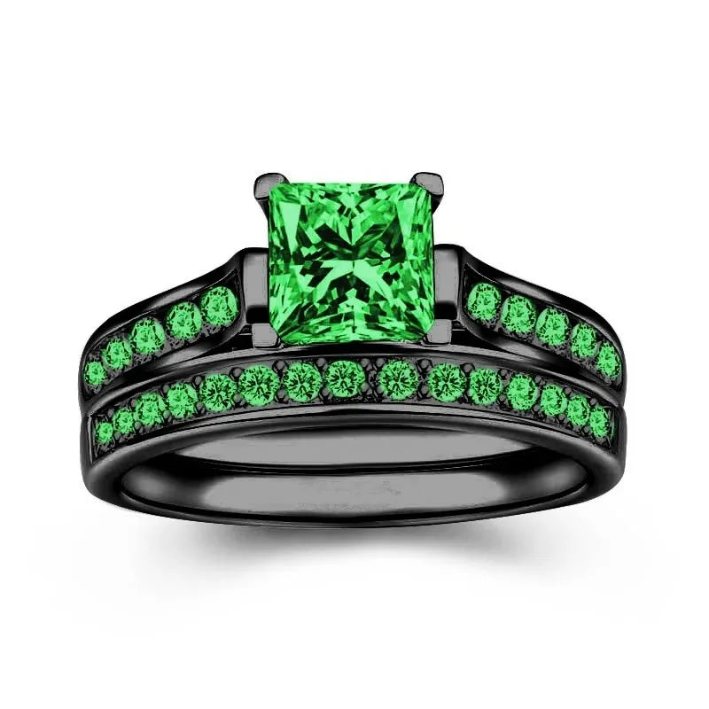 Charming Couple Rings.  Romantic Womens Purple Rhinestones CZ Rings Set.  Trendy Mens Stainless Steel Celtic Dragon Rings  for Weddings, Engagements and Occasions