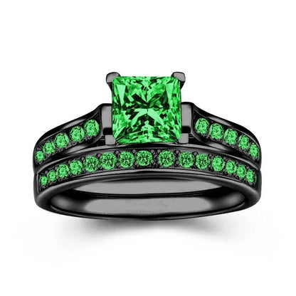 Charming Couple Rings.  Romantic Womens Purple Rhinestones CZ Rings Set.  Trendy Mens Stainless Steel Celtic Dragon Rings  for Weddings, Engagements and Occasions