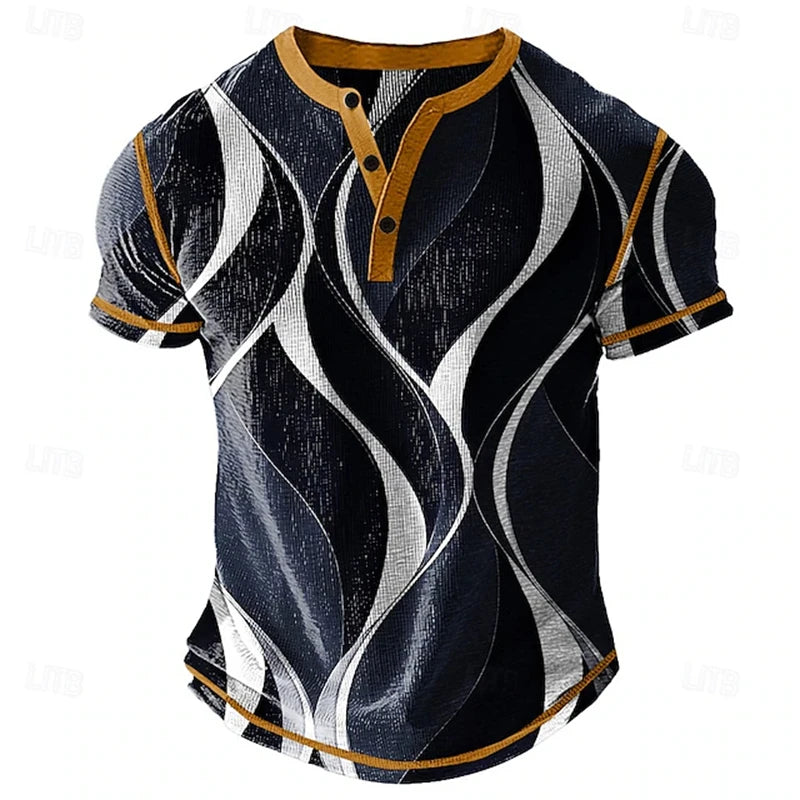 Summer Men's Breathable Polo Shirt Casual Relaxed-Fit,  Short-Sleeve Henley neck T-Shirt.  Classic Athletic-Style Men's Short-Sleeve. This is ASIAN SIZING so that means order 1-2 sizes larger if you normally wear US or EURO s