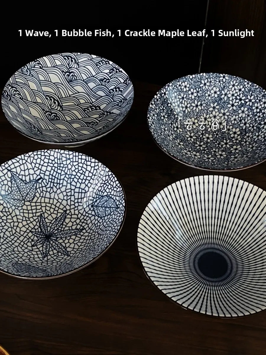 Large Size Hand-Painted Japanese Bowl for Soup,  Ramen, Etc.