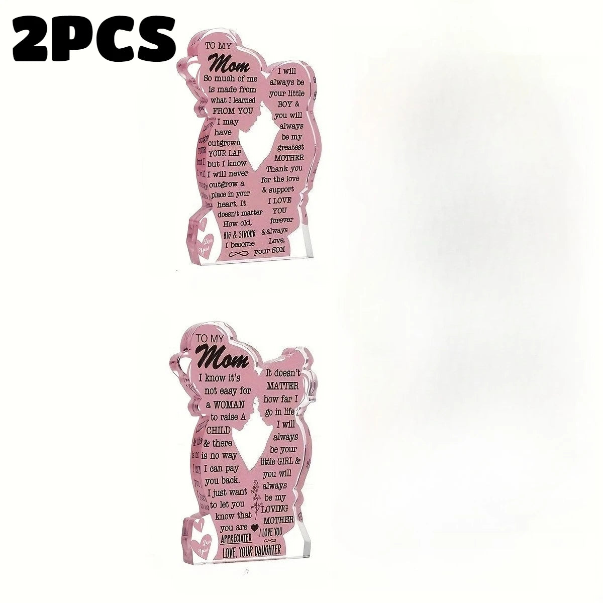 1/2pcs Acrylic Plaque Sign for  Mother's Day Gift From Daughter Heartfelt Mom Gift,  From Son Pink Acrylic Desk Decor. MomsBirthday Gift.  HAPPY MOTHERS DAY!!