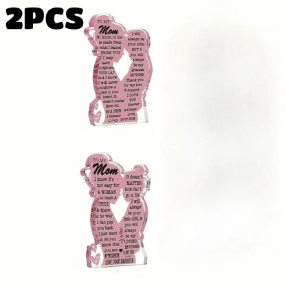 1/2pcs Acrylic Plaque Sign for  Mother's Day Gift From Daughter Heartfelt Mom Gift,  From Son Pink Acrylic Desk Decor. MomsBirthday Gift.  HAPPY MOTHERS DAY!!