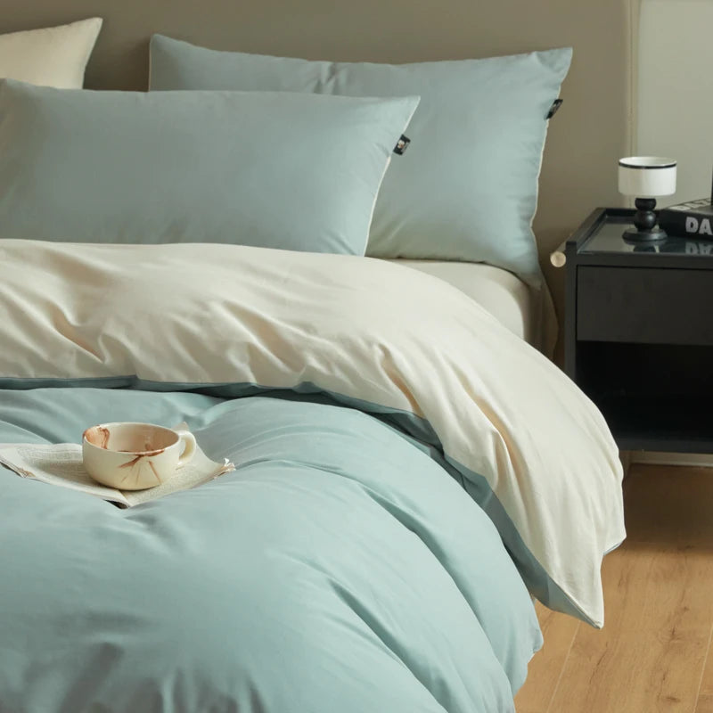 A-Class 100s Long-Staple Cotton Sateen, Brushed,  Solid Bedding Set Duvet Cover Set Luxurious Milled Softness, Smooth