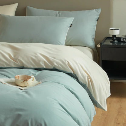 A-Class 100s Long-Staple Cotton Sateen, Brushed,  Solid Bedding Set Duvet Cover Set Luxurious Milled Softness, Smooth