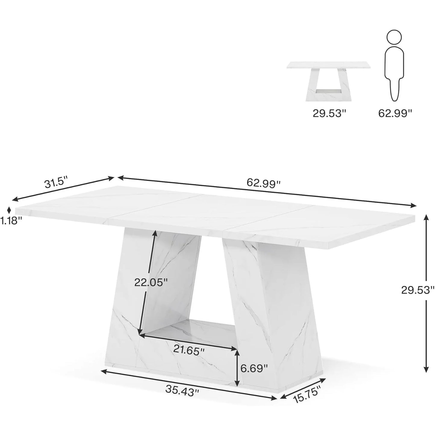 Dining Table for 4 to 6 People,Rectangular Dining Room Table,  with Sturdy Base for Kitchen, Living Room use