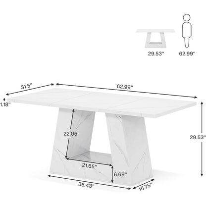 Dining Table for 4 to 6 People,Rectangular Dining Room Table,  with Sturdy Base for Kitchen, Living Room use
