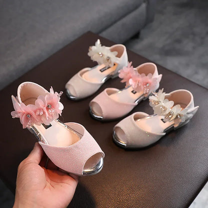 Girls Rhinestone Flower Shoes,  Low Heel,  Wedding, Party Dress Pump, Princess Shoes For Kids /Toddler