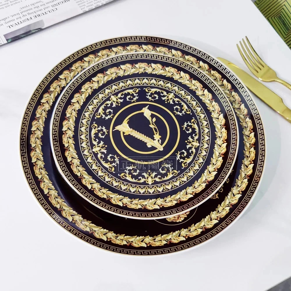 Vintage Ceramic Dinner Plate 8 Inch /10 Inch Creative Bone China.   Western Steak, Dessert,  Salad Plate, Gift Box Set for this pattern.