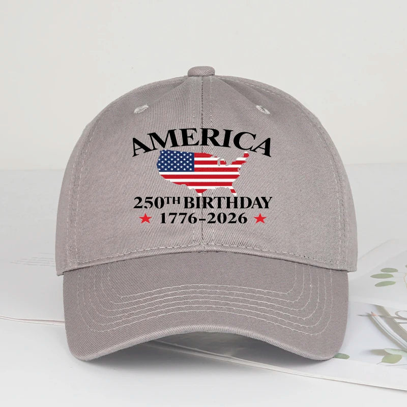 America 250th Anniversary 1776-2026 USA Flag,  Map Printed Baseball Cap,  Adjustable Patriotic Hat for 4th of July Events