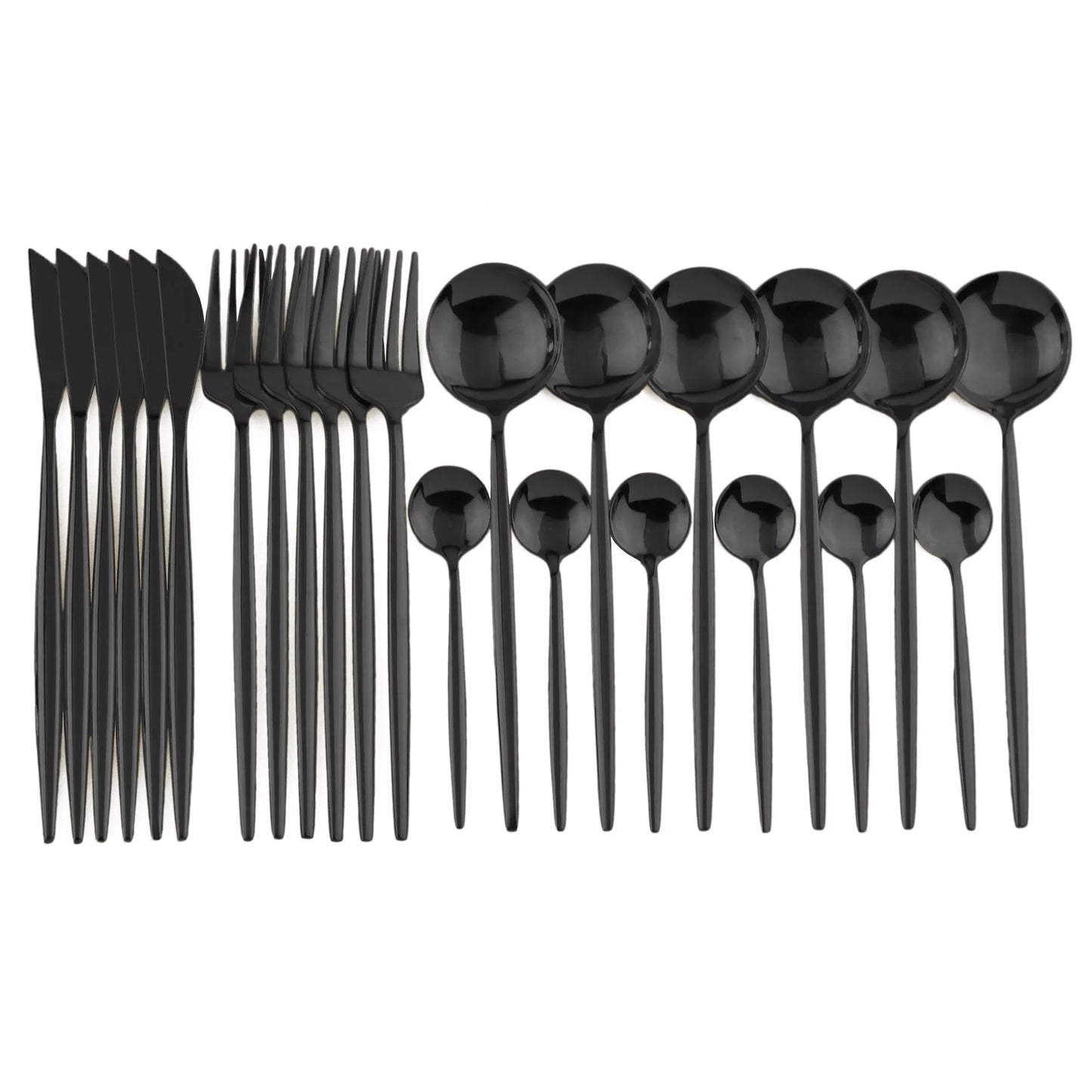 24pcs Gold Dinnerware, Stainless Steel Tableware,  Set with Knife, Fork,  Spoon, Flatware Set, Dishwasher Safe, Silverware Cutlery Set