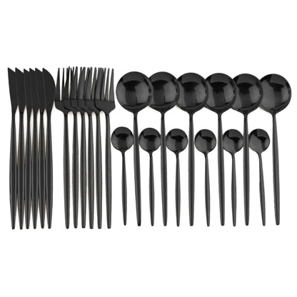 24pcs Gold Dinnerware, Stainless Steel Tableware,  Set with Knife, Fork,  Spoon, Flatware Set, Dishwasher Safe, Silverware Cutlery Set