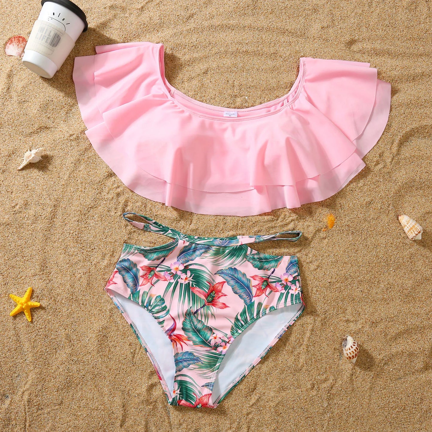 Summer Mommy and Daddy /Son/ Daughter Clothes, Family Matching Outfits Leaf Printing Swimwear