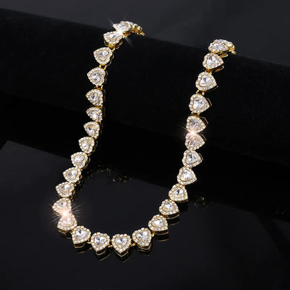 Luxurious Heart Type Rhinestone Hop Tennis Chain Bracelet And Necklace For MOTHERS DAY  and other Occasions