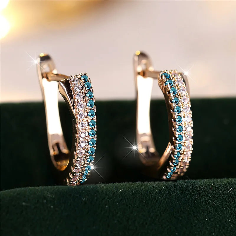 Luxury Female Red Zircon Stone Clip Earrings Charm Gold Color Weddings, MOTHERS DAY, and everday wear Jewelry For Women