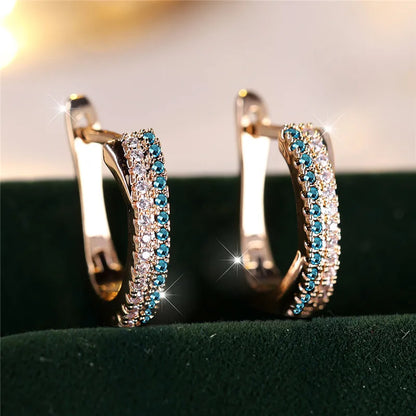 Luxury Female Red Zircon Stone Clip Earrings Charm Gold Color Weddings, MOTHERS DAY, and everday wear Jewelry For Women