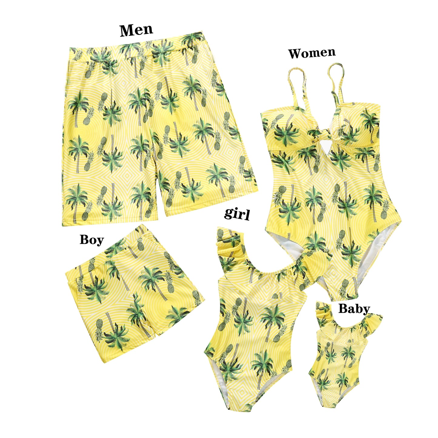 Summer Mommy and Daddy /Son/ Daughter Clothes, Family Matching Outfits Leaf Printing Swimwear