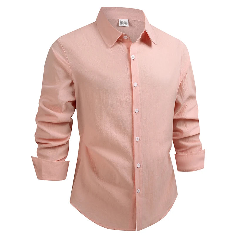 100% Linen Cotton Shirt Men Casual Fashion Male Clothing High Quality Tops Black /White / colors.  Shirts for  casual or Business.   Long Sleeve Shirt for  Men