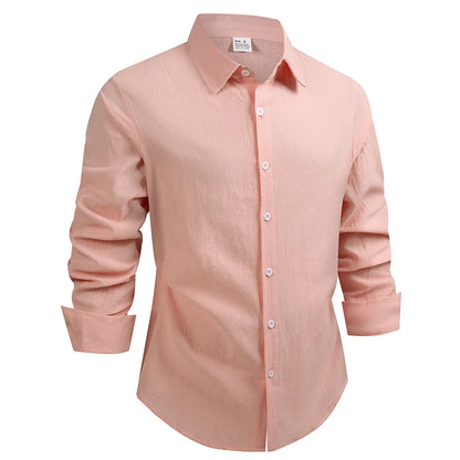 100% Linen Cotton Shirt Men Casual Fashion Male Clothing High Quality Tops Black /White / colors.  Shirts for  casual or Business.   Long Sleeve Shirt for  Men