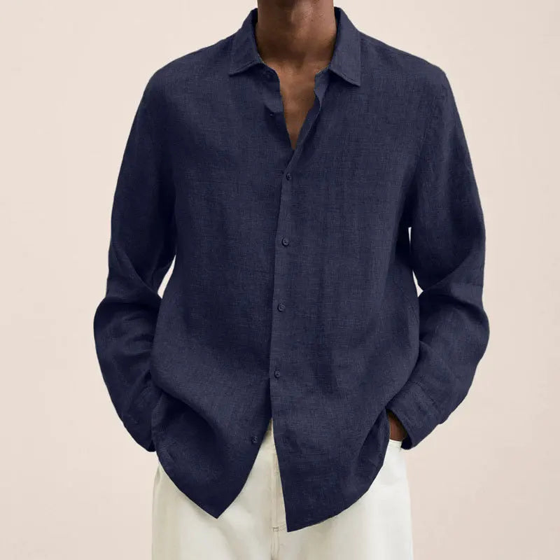 Men's Solid Colors, Cotton Linen , Long Sleeved, Casual Shirt