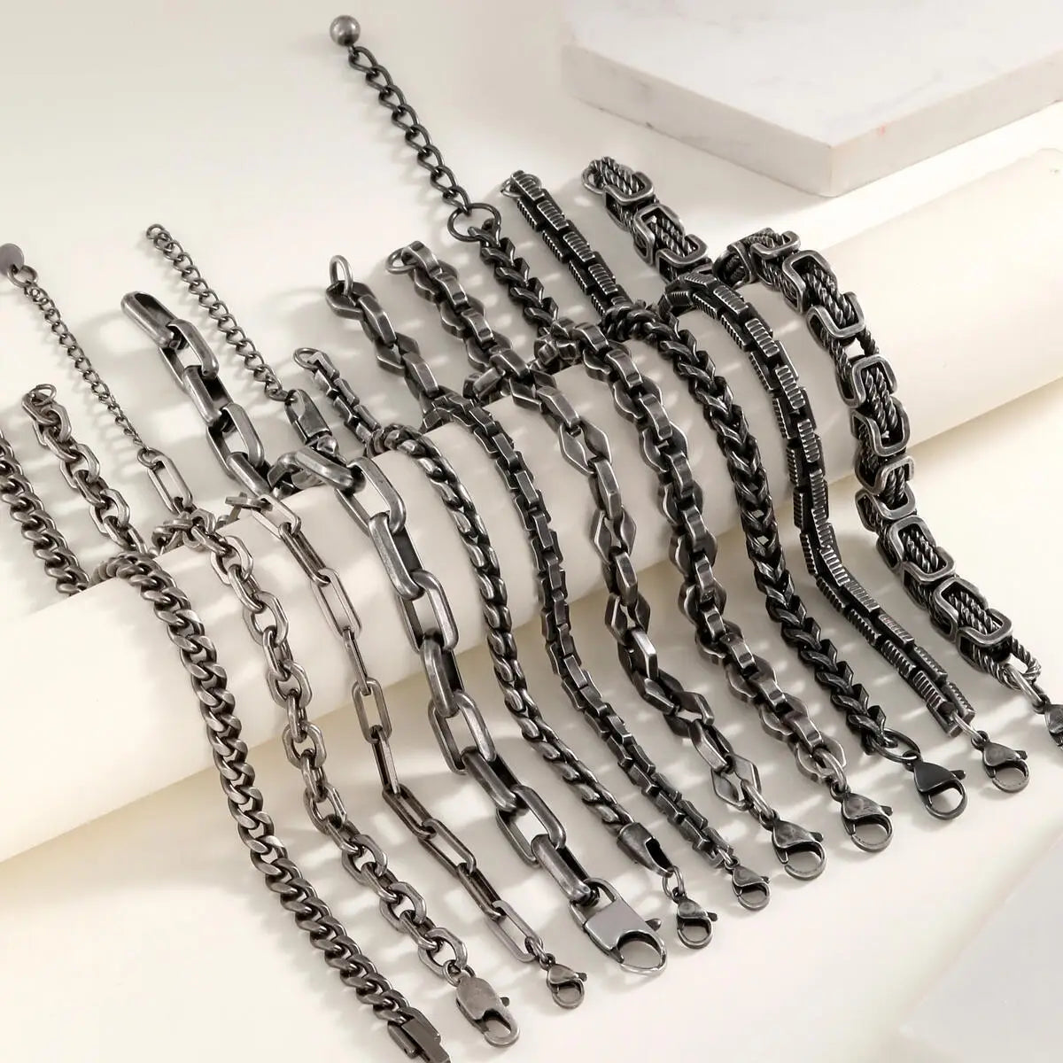 Vintage Chain Bracelets for Men, Boys. Byzantine Stainless Steel Braided Link Wristband,Retro Jewelry for any occasion but PERFECT FATHERS DAY Gift